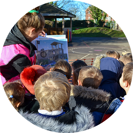 Children looking at a playground design