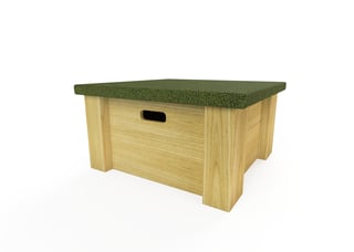 Freestanding Grass Topped Timber Stool - Large Square