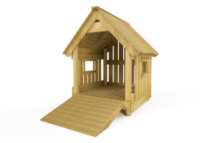 Raised Play Hut Solid with open Front