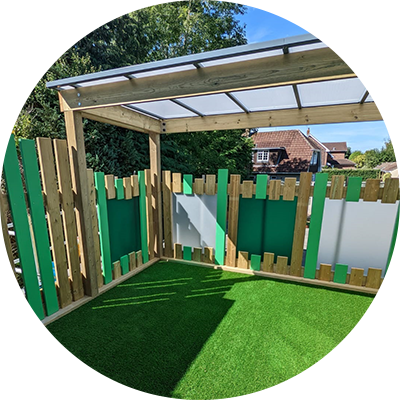 Nursery canopy with painted timber and windows